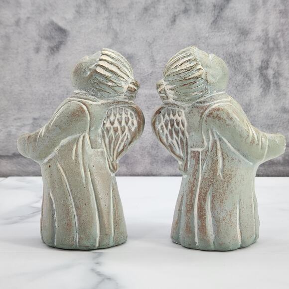 2 Vtg 5" Isabel Bloom Signed Choir Angels 1995 Candle holder cement art figures - Picture 3 of 7